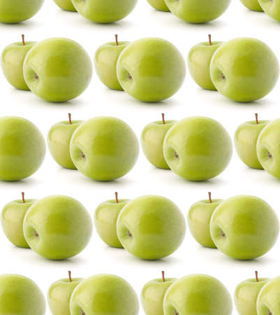 two green apples isolated on white background. Seamless food pattern.の写真素材