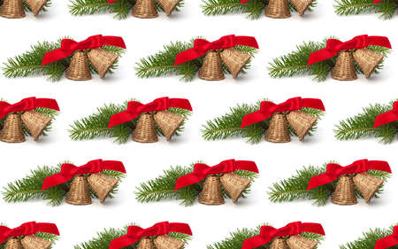Christmas decoration with bells  isolated on white background.Creative layout, Christmas seamless...