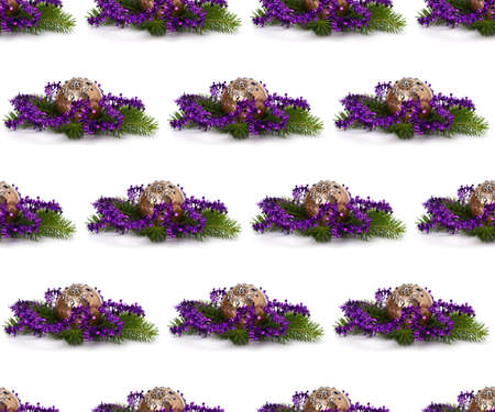 Christmas ball decoration isolated over white background.Creative layout, Christmas seamless pattern.の写真素材