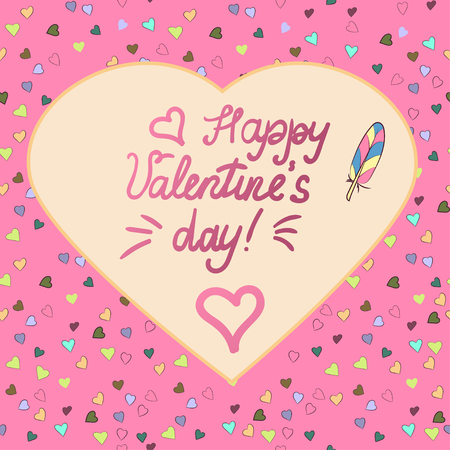 Vector graphics. Heart-shaped frame with the inscription Happy Valentine s day. Illustrationのイラスト素材