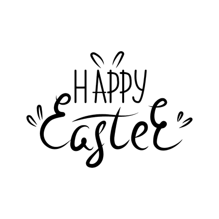Vector illustration. Lettering Happy Easter. Hand drawn elegant modern brush lettering of Happy Easter isolated on white background.のイラスト素材