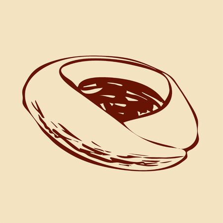 Baked bun. The product of the bakery. Sketch. Vector illustration.のイラスト素材