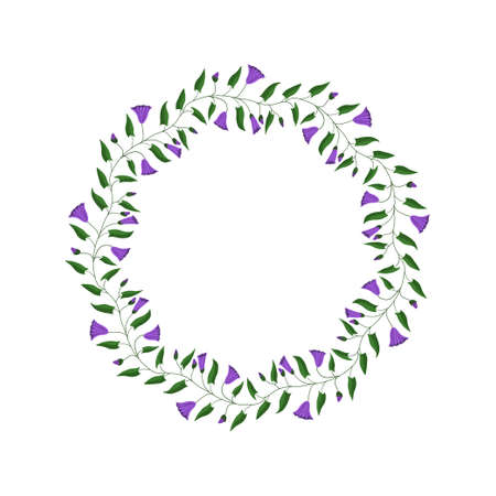 Flower frame. Flowers and leaves of the field bindweed. Vector illustration.のイラスト素材