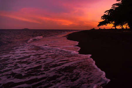 Bright colorful sunset on the seashore. Philippines. High quality photoの写真素材