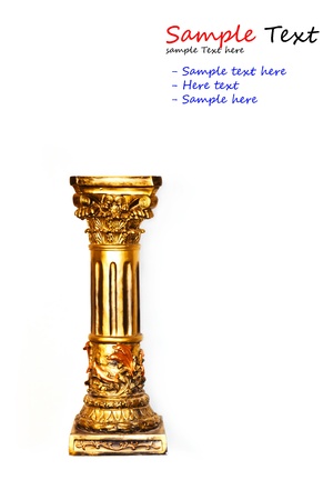gold column isolated with white backgroundの写真素材