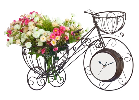 Flower on bicycle watch isolatedの写真素材