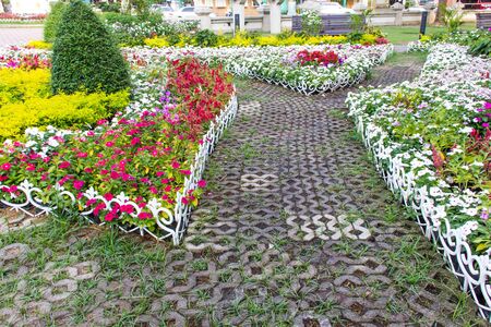 Flower garden in cityの写真素材