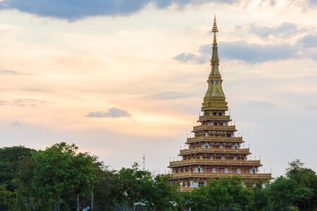 sunset temple on evening timeの写真素材