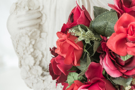 beautiful rose on white background in wedding storeの写真素材