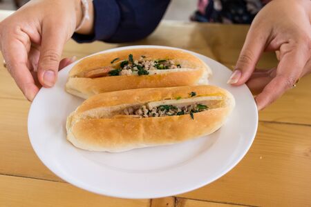 delicious vietnam food bread insert pork grind vietnam styleの写真素材