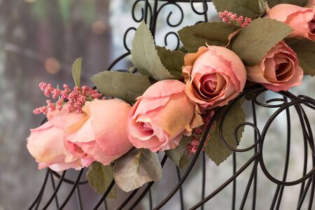 beautiful pink flower wedding in wedding shop in thailandの写真素材