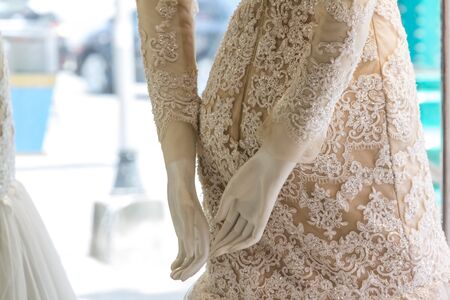 beautiful dress thai wedding in wedding shop in thailandの写真素材