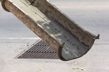 concrete truck pour make walk way for bline peopleの写真素材