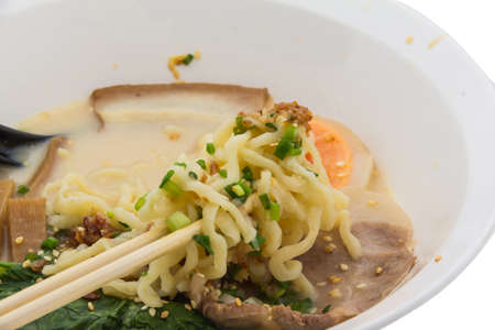 Delicious ramen Japanese food on white backgroundの写真素材