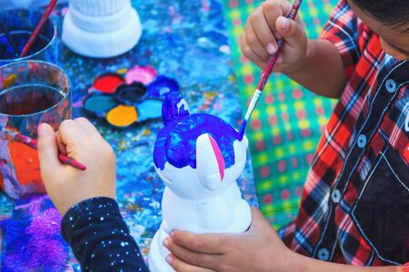 child play color artwork  on outdoorの写真素材