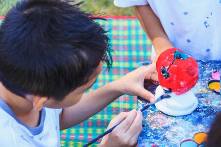 child play color artwork  on outdoorの写真素材