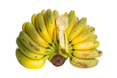 fresh banana group isolated on white backgroundの写真素材