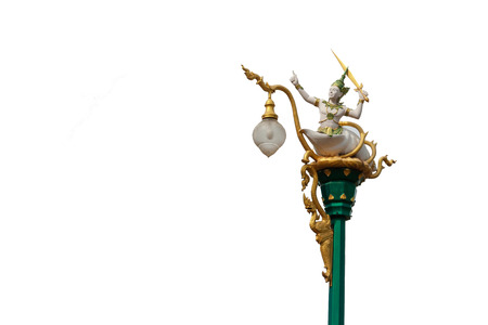 pillar lamp street art isolate with white background