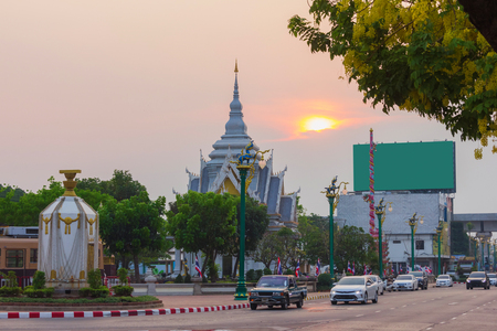 City Pillar Shrine in evening time at Khon Kaen Province in Thailandの写真素材