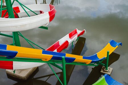 colorful slider tube of water play parkの写真素材