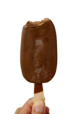 chocolate ice-scream stick isolated with white backgroundの写真素材
