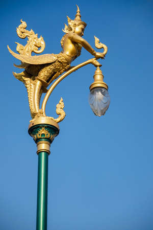 lamp pole with angel statue of thai styleの写真素材