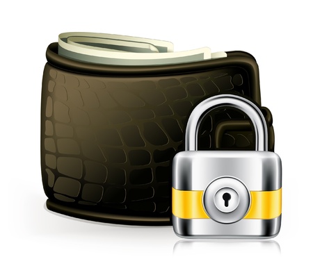 Lock and walletのイラスト素材