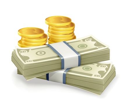 Paper Currency and coinsのイラスト素材