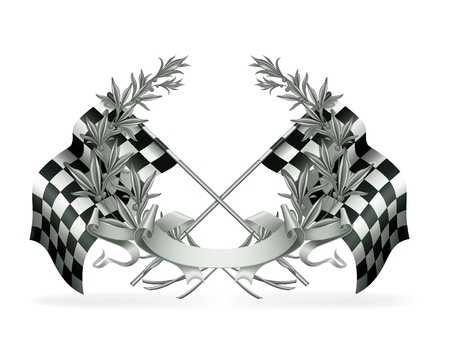 Wreath and Racing flagsのイラスト素材