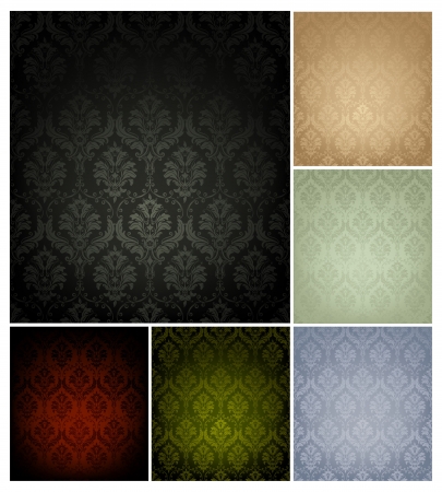 Seamless Wallpaper Pattern, set of six colorsのイラスト素材