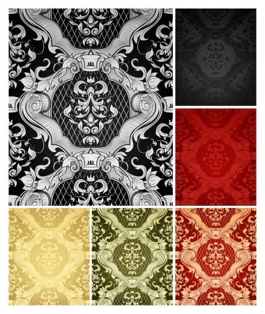 Seamless Wallpaper Pattern, set of six colorsのイラスト素材