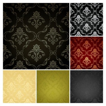 Seamless Wallpaper Pattern, set of six colorsのイラスト素材
