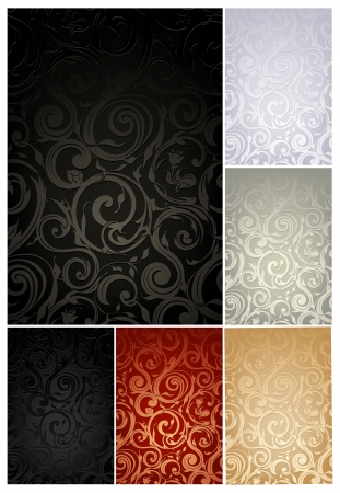 Seamless Wallpaper Pattern, set of six colorsのイラスト素材