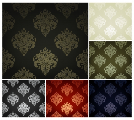 Seamless Wallpaper Pattern, set of six colorsのイラスト素材