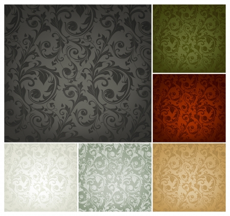 Seamless Wallpaper Pattern, set of six colorsのイラスト素材