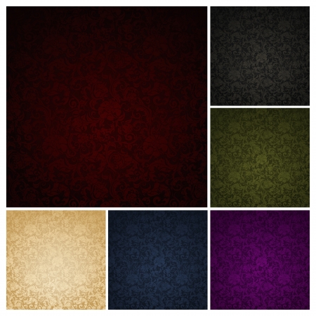 Seamless Wallpaper Pattern, set of six colorsのイラスト素材