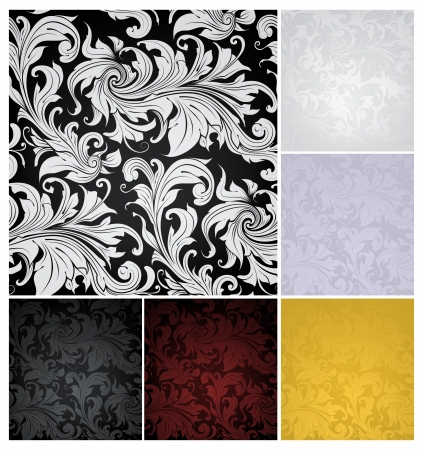 Seamless Wallpaper Pattern, set of six colorsのイラスト素材