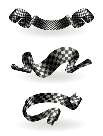 Checkered ribbons setのイラスト素材