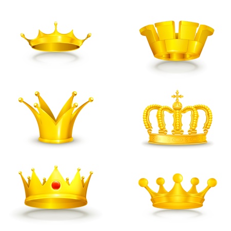 Crown set on whiteのイラスト素材