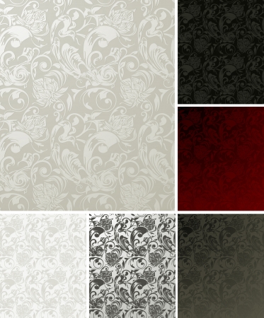 Seamless Wallpaper Pattern, set of six colorsのイラスト素材