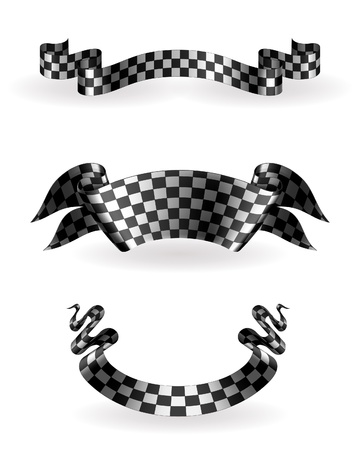 Checkered ribbons setのイラスト素材
