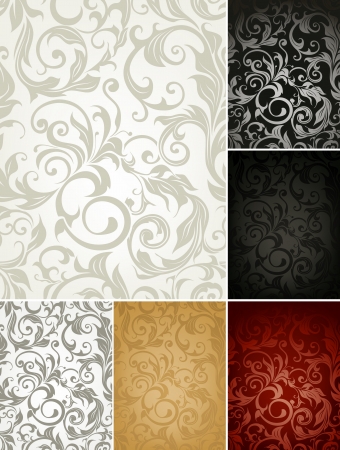 Seamless Wallpaper Pattern, set of six colorsのイラスト素材