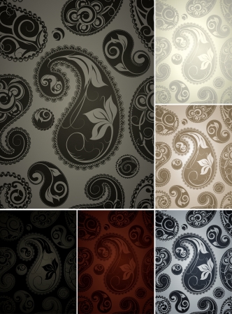 Seamless Wallpaper Pattern, set of six colorsのイラスト素材