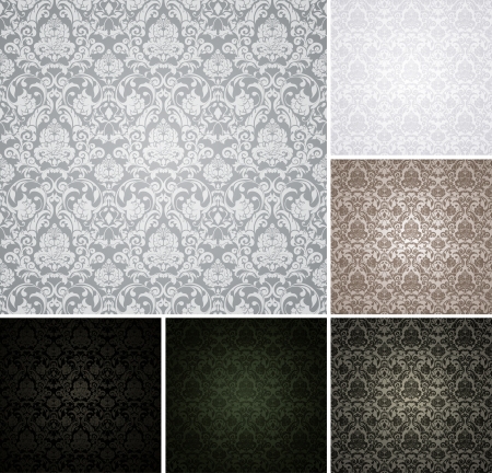Seamless Wallpaper Pattern, set of six colorsのイラスト素材