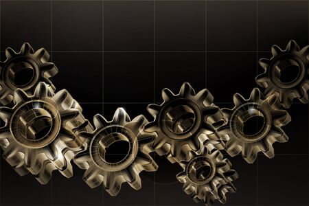 Gears background Black, horizontalのイラスト素材