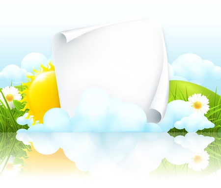 Paper frame in cloudsのイラスト素材