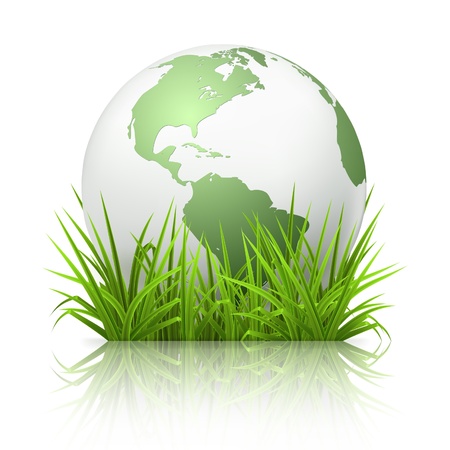 Globe on grassのイラスト素材