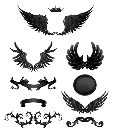 Design elements with wings, high qualityのイラスト素材