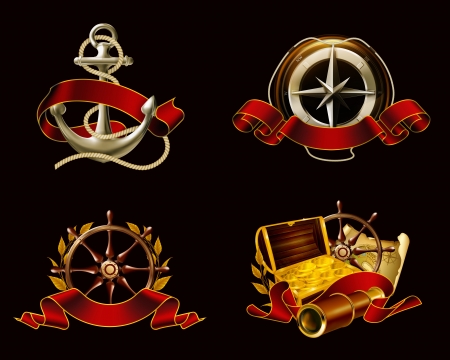 Marine Emblem set on blackのイラスト素材