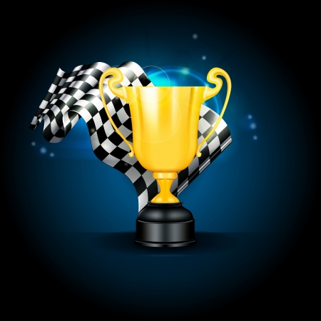 Golden Trophy and Flagのイラスト素材